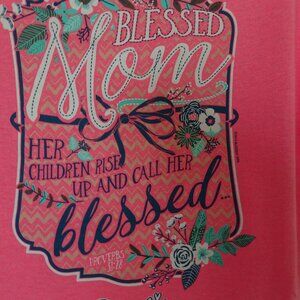 Gildan Women's Size M Pink S. Sleeve T-Shirt MOTHER'S DAY Blessed Girl Graphic